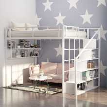 DIY 가구 맞춤형 철제 공간 절약형 로프트 스타일 침대 작은 플랫 듀플렉스 1 층 제기 침대 단일 상층의 그림