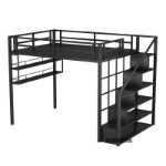 DIY 가구 맞춤형 철제 공간 절약형 로프트 스타일 침대 작은 플랫 듀플렉스 1 층 제기 침대 단일 상층의 그림