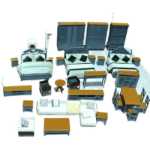 유럽 금형 실내 거실 소파 식당 침실 가구 모델 풀 세트 DIY 건물 집 모델 수제의 그림