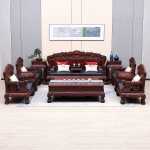 인도네시아 검은 사워 가지 나무 넓은 잎 회양목 중국 고전 고급 동양 마호가니 소파 마호가니 가구 거실 풀 세트의 그림