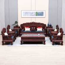 인도네시아 검은 사워 가지 나무 넓은 잎 회양목 중국 고전 고급 동양 마호가니 소파 마호가니 가구 거실 풀 세트의 그림