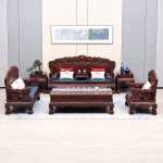 인도네시아 검은 사워 가지 나무 넓은 잎 회양목 중국 고전 고급 동양 마호가니 소파 마호가니 가구 거실 풀 세트의 그림