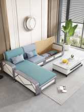 모든 단단한 나무 소파 거실 현대 간단한 크고 작은 가정용 겨울과 여름 이중 사용 3 인용 코너 색상 차단 수납 소파의 그림