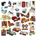 MOC 작은 입자 빌딩 블록 퍼즐 DIY 장난감 가정 장식 주방 거실 욕실 가구 전기 제품의 그림