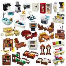 MOC 작은 입자 빌딩 블록 퍼즐 DIY 장난감 가정 장식 주방 거실 욕실 가구 전기 제품의 그림