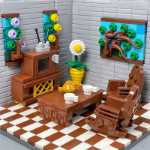 MOC 작은 입자 빌딩 블록 퍼즐 DIY 장난감 가정 장식 주방 거실 욕실 가구 전기 제품의 그림