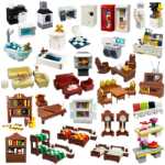 MOC 작은 입자 빌딩 블록 퍼즐 DIY 장난감 가정 장식 주방 거실 욕실 가구 전기 제품의 그림