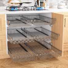 다층 주방 선반 DIY 캐비닛 풀 아웃 야채 선반 보관 선반 보관 바구니 옷장 서랍 형 선반의 그림