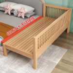 너도밤 나무 어린이 침대 침대 아기 침대 소년 소녀 공주 침대 제기 가드 레일 퀸 침대 패치 워크 침대 와이드 침대 사이드 침대의 그림