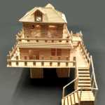 이쑤시개 아이스크림 스틱 DIY 작은 집 나무 막대기 작은 나무 막대기 어린이 수제 샌드 박스 조립 모델 조립 재료의 그림