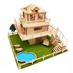 이쑤시개 아이스크림 스틱 DIY 작은 집 나무 막대기 작은 나무 막대기 어린이 수제 샌드 박스 조립 모델 조립 재료의 그림