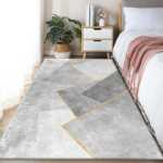 침실 두꺼운 침대 옆 카펫 거실 소파 소파 앞 카펫 두꺼운 침대 커피 테이블 카펫 스트라이프 발 쿠션 플로팅 창문 바닥 쿠션의 그림