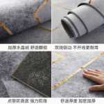 침실 두꺼운 침대 옆 카펫 거실 소파 소파 앞 카펫 두꺼운 침대 커피 테이블 카펫 스트라이프 발 쿠션 플로팅 창문 바닥 쿠션의 그림