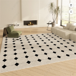 스칸디나비아 거실 카펫 커피 테이블 카펫 침실 바닥 쿠션 가정용 빨 수없는 소파 침대 옆 시니어 라이트 고급 방 방음 매트의 그림