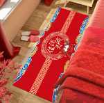 결혼식 축제 결혼식 침실 침대 옆 카펫 플로팅 창 쿠션 장식 가구 빨간색 행복한 결혼식 홈 발 쿠션의 그림