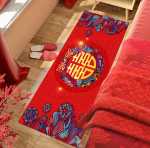 결혼식 축제 결혼식 침실 침대 옆 카펫 플로팅 창 쿠션 장식 가구 빨간색 행복한 결혼식 홈 발 쿠션의 그림