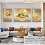 거실 장식 그림 현대 간단한 소파 배경 벽걸이 그림 빛 고급 분위기 벽화 2022 새로운 삼부작 벽화의 그림