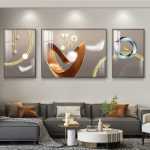 거실 장식 그림 현대 간단한 소파 배경 벽걸이 그림 빛 고급 분위기 벽화 2022 새로운 삼부작 벽화의 그림