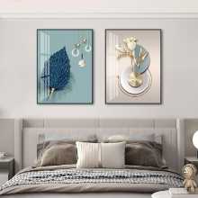 침실 침대 옆 장식 그림 추상 빛 럭셔리 심플 모던 마스터 침실 방 배경 벽걸이 그림 따뜻한 두 벽 벽화의 그림