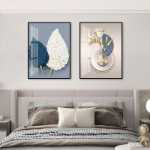 침실 침대 옆 장식 그림 추상 빛 럭셔리 심플 모던 마스터 침실 방 배경 벽걸이 그림 따뜻한 두 벽 벽화의 그림