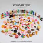 미니어처 음식 놀이 슈퍼마켓 과일 작은 장난감 블라인드 백 시뮬레이션 음식 음료 병 모델 케이크 그물 빨간색 장식품의 그림