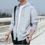 2023 가을과 겨울 새로운 카디건 스웨터 남성용 후드 재킷 남성용 트렌드 스포츠 및 레저 다용도 단색상의의 그림