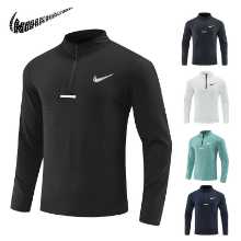스포츠 긴팔 남성 달리기 피트니스 훈련 옷 통기성 하프 지퍼 학생 육상 축구 스포츠 스웨터 속건성 옷의 그림