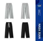 NASA 공동 브랜드 회색 스포츠 남성 여름 심플 백 조수 스트레이트 캐주얼 바지 봄과 가을 느슨한 드로 스트링 스웨트 팬츠의 그림