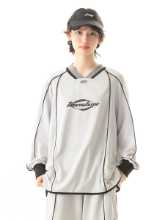 로드업 빈티지 실버 그레이 패치 워크 스포츠 트레이닝 복의 그림