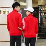 봄과 가을 클로버 스포츠 및 레저 정장 남성 및 여성 느슨한 달리기 피트니스 3 바 재킷 바지 2 피스 세트의 그림