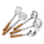 스테인레스 스틸 주걱 프라이팬 주걱 가정용 주방 안티 스케일 프라이팬 프라이팬 누출 숟가락 조리기구 세트 요리사 특수 목적의 그림