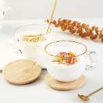 아침 식사 컵 대용량 유리 오트밀 가정용 여성 우유 컵 뚜껑 숟가락 그릇 손잡이가있는 물 컵 커피 컵의 그림