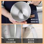 304 스테인레스 스틸 손잡이 요리 그릇 눈금이 매겨진 거품기 그릇 주방 베이킹 믹싱 그릇 샐러드 그릇 작은 우유 팬의 그림