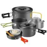 야외 조리기구 세트 냄비 기어 휴대용 조리기구 필드 조리기구 세트 피크닉의 그림