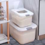 쌀통 주방 밀폐형 20kg 쌀 상자 방충 방습 쌀 보관 상자 밀가루 저장 용기 가정용 로딩 쌀 항아리의 그림