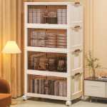 수납장 접이식 수납함 집 거실 장난감 수납장 간식 사물함 옷 정리함 침실의 그림