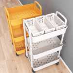 트롤리 선반 주방 바닥 침실 다층 책 간식 모바일 욕실 욕실 수납 보관 선반의 그림