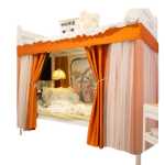 학생 기숙사 더블 슬라이드 레일 타입 이층 특수 침대 커튼 암막 기숙사 모기장 올인원 커튼 침대 커튼 차단 커튼의 그림