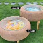 타이어 커피 테이블 오래된 타이어 창의적인 화장 테이블 재료 키트 흰색 꼬기 수제 DIY 커피 테이블 수제 반제품의 그림