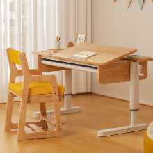 아름다운 어린 시절 어린이 연구 테이블 초등학생을위한 단단한 나무 책상 가정용 쓰기 테이블은 테이블 의자 세트를 들어 올릴 수 있습니다.의 그림