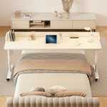 가정용 책상 단단한 나무 리프트 컴퓨터 책상 발코니 침대 건너편 침대 옆 좁은 테이블 학생 간단한 벽 긴 테이블의 그림