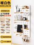 작은 구멍 보드 벽 선반 단단한 나무 보드 DIY 벽 디스플레이 선반 나무 칸막이 보관 벽 책장의 그림