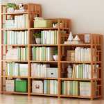 책장 바닥 선반 어린이 책장 홈 데스크탑 간단한 침실 거실 다층 책 수납장의 그림