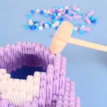 단단한 나무 노크 작은 나무 망치 범용 도구 조립 블록 문자열 미니어처 작은 입자 교육 장난감의 그림