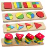 방정식 보드 몬테소리 수학 교구 몬테소리 어린이 감각 기하학 사다리 조기 학습 장난감 8 조각 세트의 그림