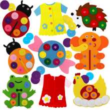 유치원 수업 크기 부직포 교육 장난감 버클 코너 재료 지퍼 버튼 버튼 동물 수제 놀이 교구의 그림