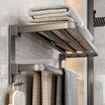 건메탈 그레이 수건 걸이 공간 알루미늄 욕실 욕실 선반 화장실 수건 걸이 벽걸이 형의 그림