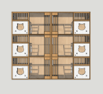 고양이 빌라 원목 3 층 고양이 케이지 고양이 개집 고양이 집 애완 동물 가게 번식 탑승 케이지 산부인과 병동 고양이 집 디스플레이 고양이 캐비닛의 그림