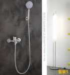 304 스테인레스 스틸 샤워 수도꼭지 온수 및 냉수 욕조 수도꼭지에 벽 욕실 트리플 수도꼭지 혼합 밸브 은폐 설치의 그림