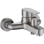 304 스테인레스 스틸 샤워 수도꼭지 온수 및 냉수 욕조 수도꼭지에 벽 욕실 트리플 수도꼭지 혼합 밸브 은폐 설치의 그림